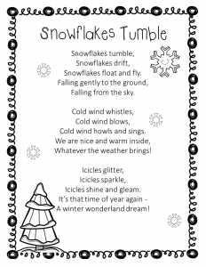 Winter poem for elementary students to improve reading fluency